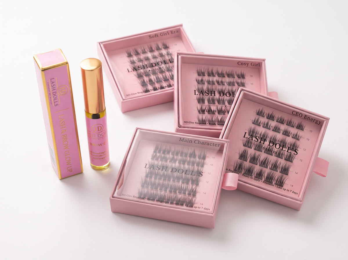4 x Pre-Glued Cluster Lashes + Lash & Brow Glow Up Serum