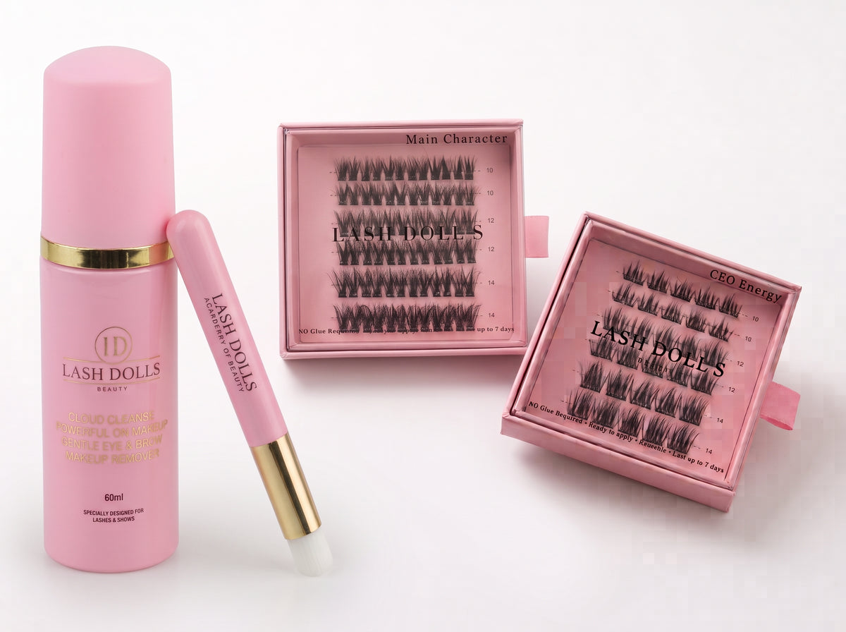 2 x Pre-Glued Cluster Lashes + Cloud Cleanse