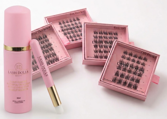 4 x Pre-Glued Cluster Lashes + Cloud Cleanse